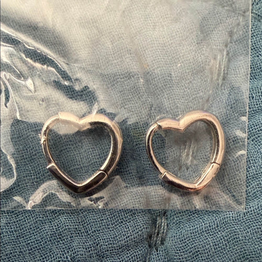 Silver Heart Hoop Earrings